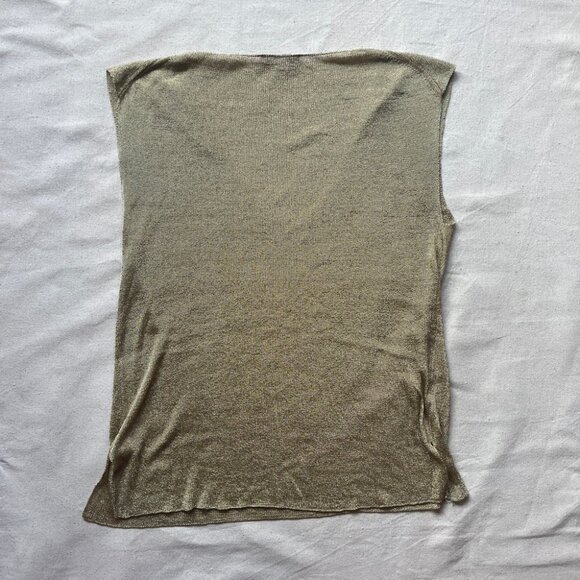Calypso St. Barth | Metallic Knit Sleeveless Top - Gold / Sz S - Picture 5 of 10